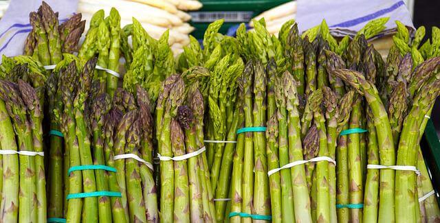 bundles of green asparagus