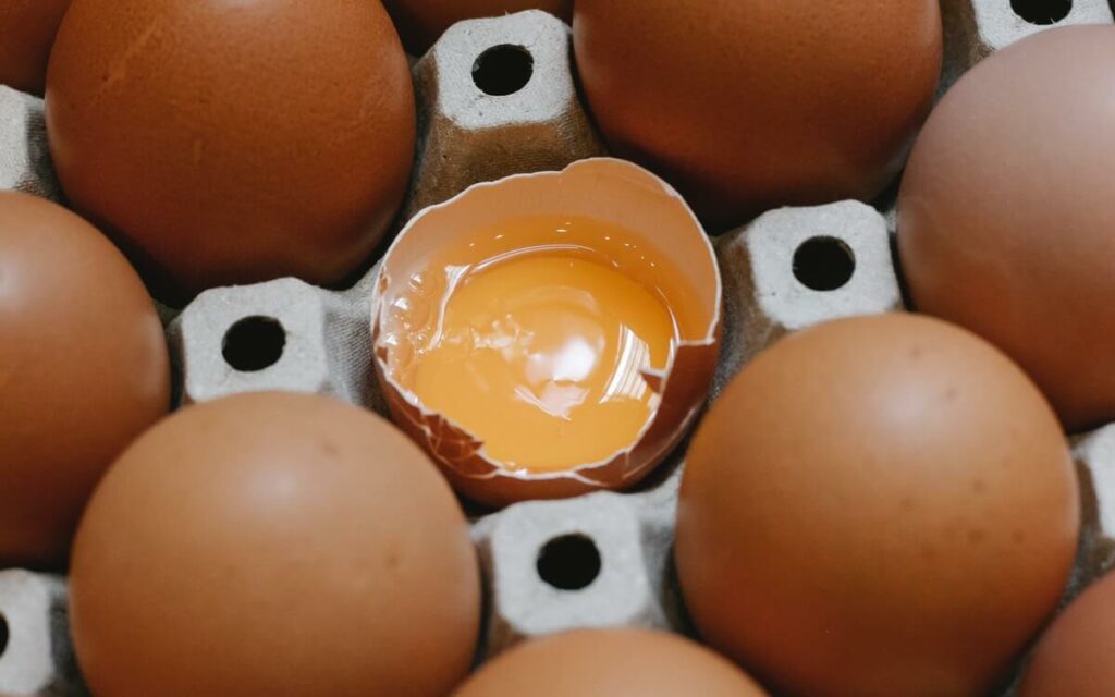 brown eggs in a tray
